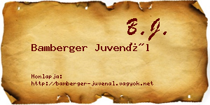 Bamberger Juvenál névjegykártya